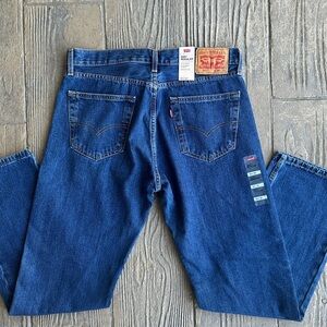 Levi’s 505 Regular Fit Zip Fly Straight Leg Dark Wash Denim Jeans Men 34 NWT